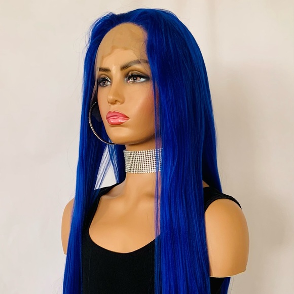 Gorgeous 28” Royal Blue 13x2.5 Versatile Lace Front Premium Fiber Wig - Picture 7 of 13